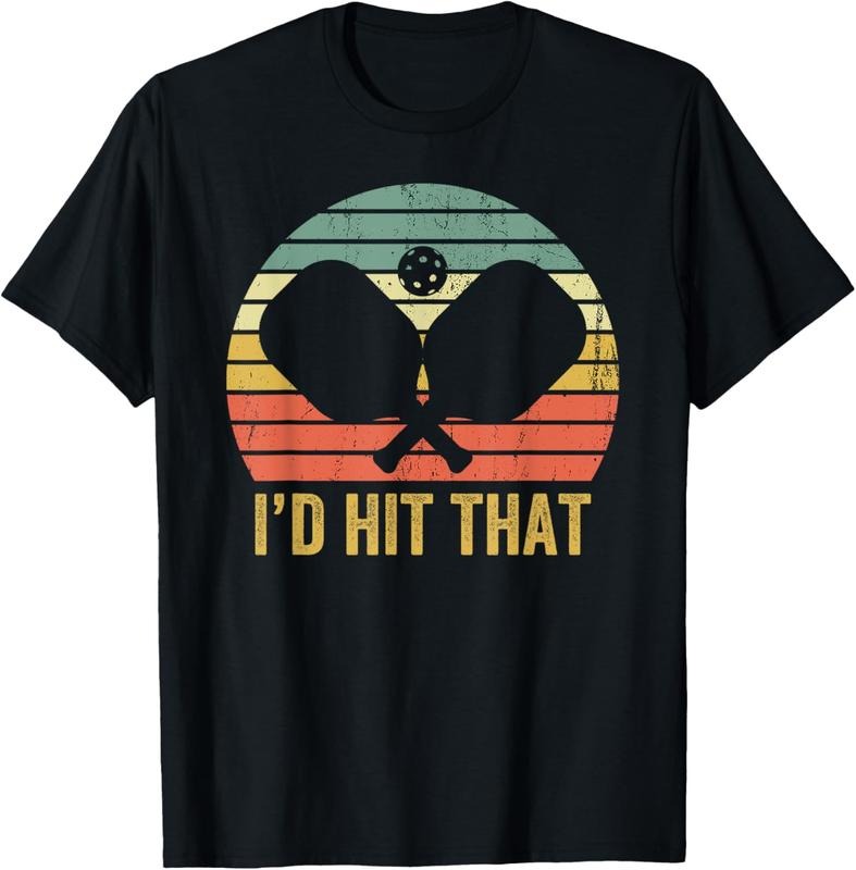 100% Cotton Vintage Pickleball Player Funny I'd Hit That Retro T-Shirt Hoodie, Sweatshirt | GrindPrints.com