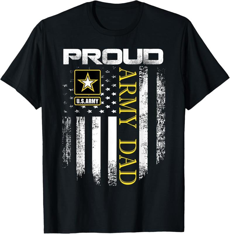 100% Cotton Vintage Proud Army Dad With American Flag Gift T-Shirt Hoodie, Sweatshirt | GrindPrints.com