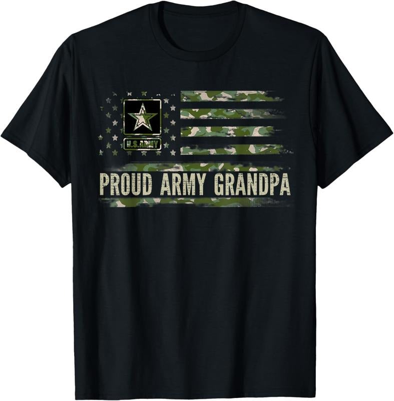100% Cotton Vintage Proud Army Grandpa Camo American Flag Veteran Gift T-Shirt Hoodie, Sweatshirt | GrindPrints.com