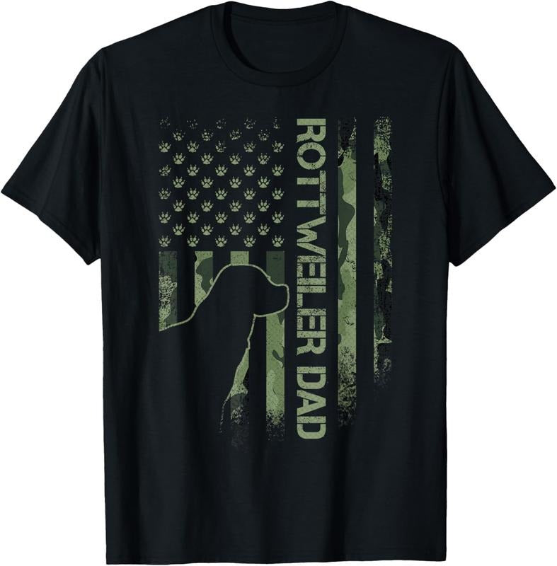 100% Cotton Vintage USA Camo Flag Proud Rottweiler Dad Rottie Silhouette T-Shirt Hoodie, Sweatshirt | GrindPrints.com