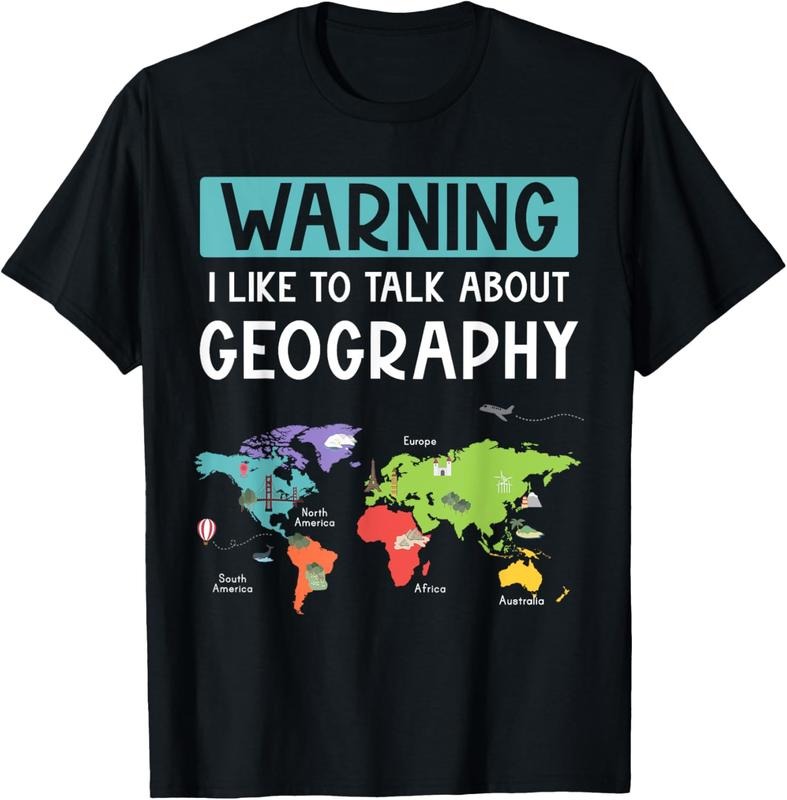 100% Cotton Warning I Like To Talk About Geography Teacher Cartographer T-Shirt Hoodie, Sweatshirt | GrindPrints.com