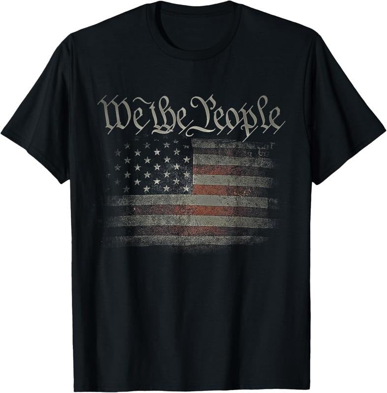 100% Cotton We The People USA Flag 4th of July US Distressed Grunge US T-Shirt Hoodie, Sweatshirt | GrindPrints.com