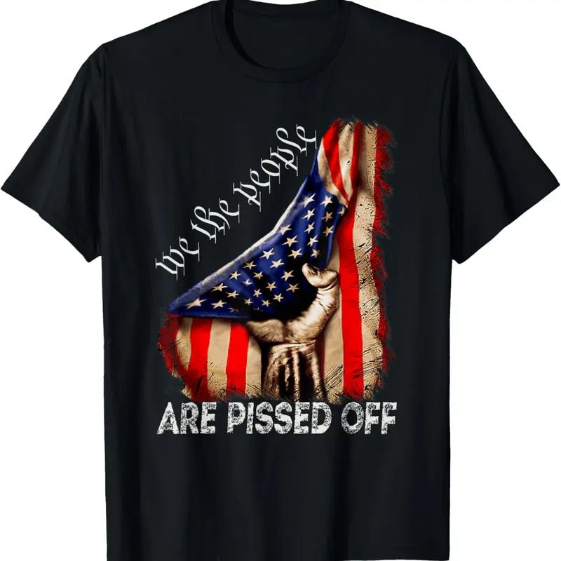 100% Cotton We the People Are Pissed Off Vintage US America Flag T-Shirt Hoodie, Sweatshirt | GrindPrints.com