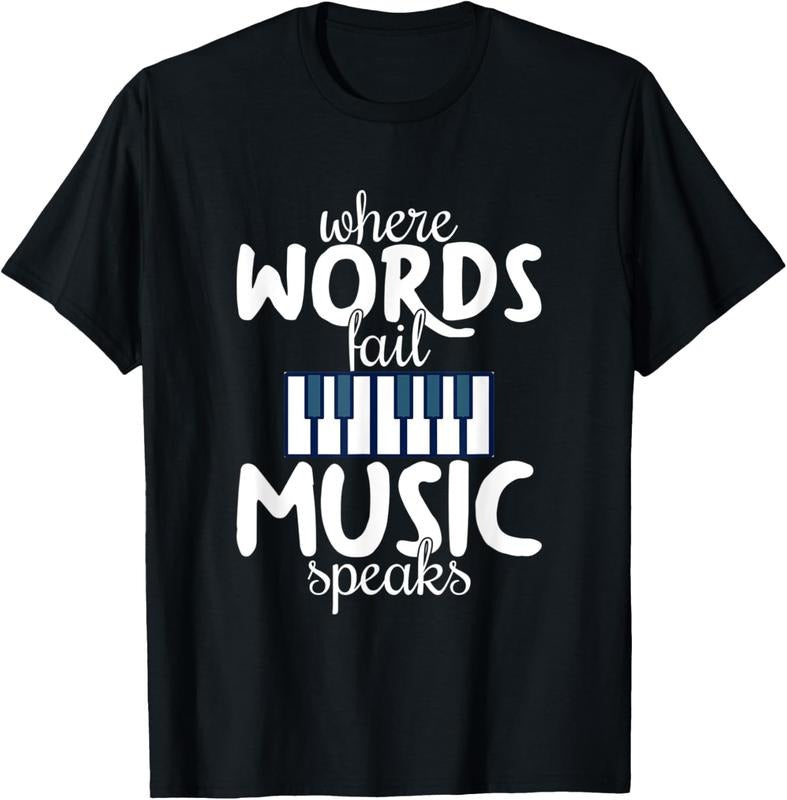 100% Cotton Where Words Fail Music Speaks | Music Lovers T-Shirt Hoodie, Sweatshirt | GrindPrints.com