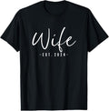 100% Cotton Wife Est 2024 Just Married Honeymoon Wedding Couples T-Shirt Hoodie, Sweatshirt | GrindPrints.com