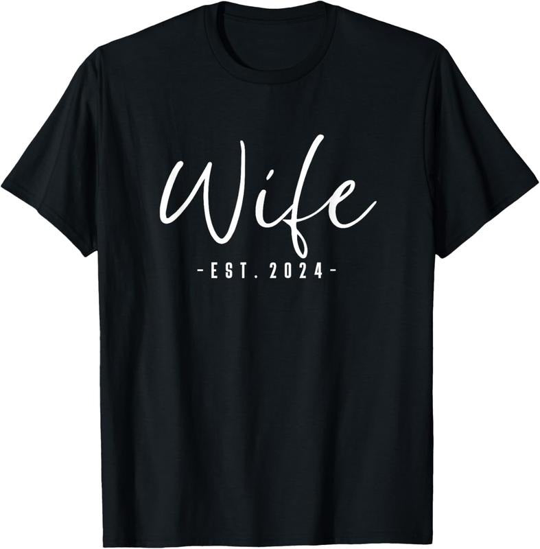 100% Cotton Wife Est 2024 Just Married Honeymoon Wedding Couples T-Shirt Hoodie, Sweatshirt | GrindPrints.com