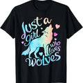 100% Cotton Wolf Lover Just a Girl Who Loves Wolves T-Shirt Hoodie, Sweatshirt | GrindPrints.com