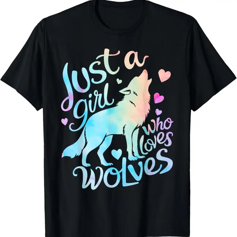 100% Cotton Wolf Lover Just a Girl Who Loves Wolves T-Shirt Hoodie, Sweatshirt | GrindPrints.com