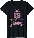 100% Cotton Women 19 Years Old And Fabulous Happy 19th Birthday T-Shirt Hoodie, Sweatshirt | GrindPrints.com