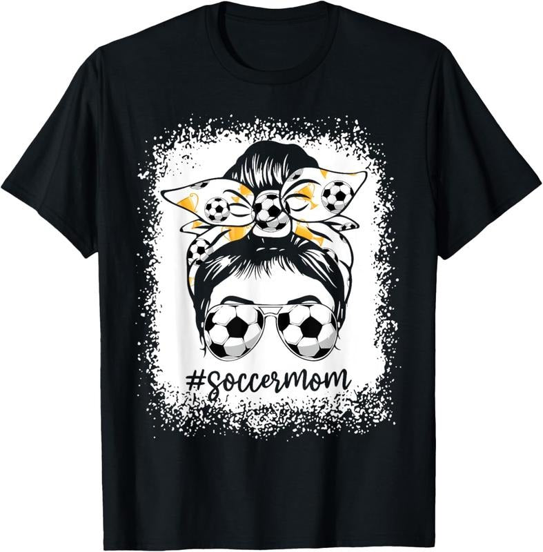 100% Cotton Women Bleached Soccer Mom Messy Bun Soccer Lover T-Shirt Hoodie, Sweatshirt | GrindPrints.com