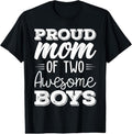 100% Cotton Women Two Mom of 2 Boys Mother's Day T-Shirt Hoodie, Sweatshirt | GrindPrints.com
