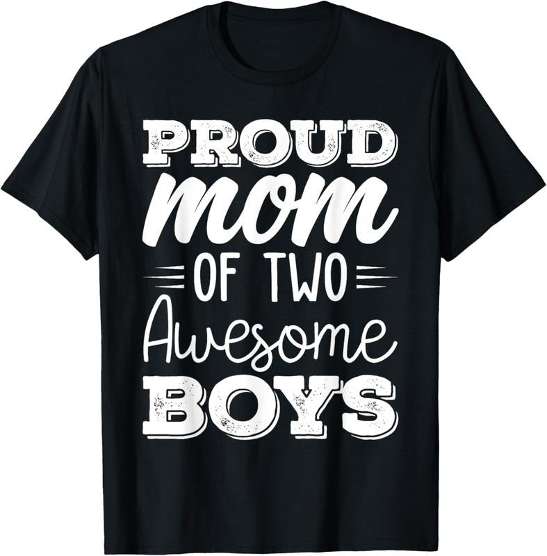 100% Cotton Women Two Mom of 2 Boys Mother's Day T-Shirt Hoodie, Sweatshirt | GrindPrints.com