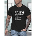 100% cotton T-shirt, FAITH Alphabet Print Crew Neck Short Sleeve T-shirt For Men, Casual Summer T-Shirt For Daily Wear...