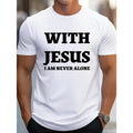 100% cotton T-shirt, JESUS letter printed T-shirt, men's T-shirt, casual short-sleeved casual T-shirt Made in USA Hoodie,...