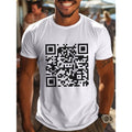 100% cotton T-shirt, Men's casual Summer T-shirt - QR Code ironic printed short-sleeved round neck lightweight all-match...