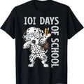 100 Day of School Shirt, 101 Days School Dabbing Dalmatian Dog Funny T-Shirt