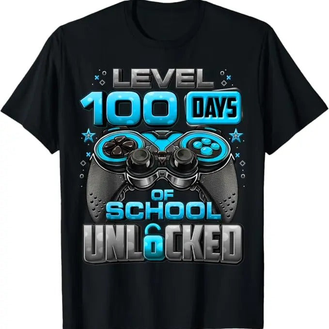 100 Day of School Shirt, Level 100 Days Of School Unlocked Funny T-Shirt