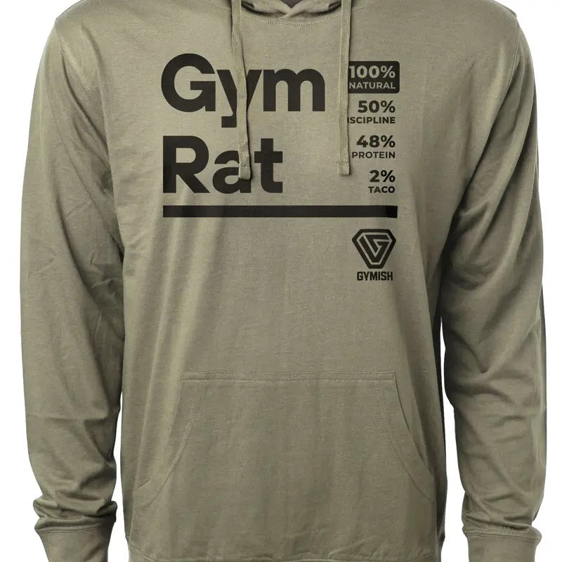 105. Gym Rat Funny Workout Gym Long Sleeve Hoodie for Men Cotton Menswear T-Shirts, Sweatshirt | GrindPrints.com