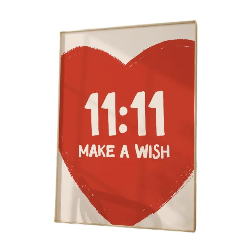 11:11 Heart Wall Art Decor, Lucky Number Wall Decor, Angel Number Print, Manifestation Wall Art, Gifts For Sister Friends...