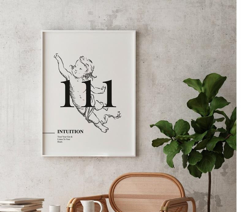 111 Angel Number, Angel Number Print, Trendy Wall Art Print, Manifestation Energy Spiritual Poster, Poster Prints No...