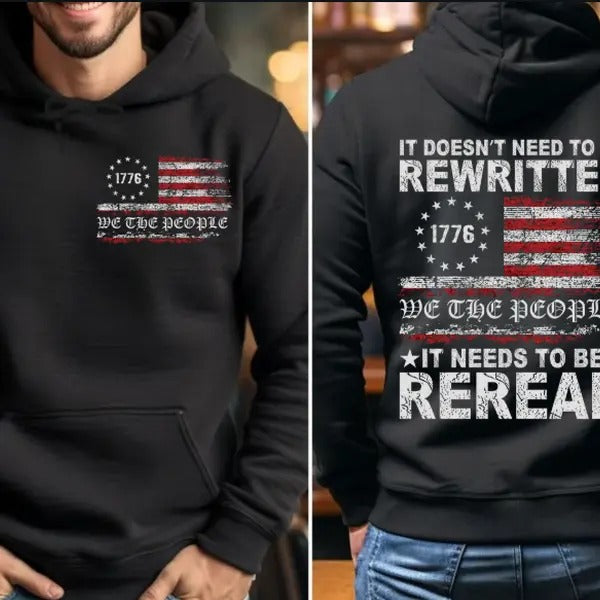1776 We the People American Flag Front and Back Hoodie Fleece lined Sweatshirts T-Shirts | GrindPrints.com