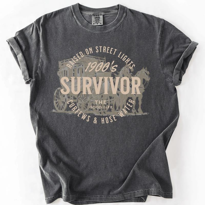 1900s Survivor, Funny, Gen X, Comfort Colors T-Shirt, Women's Comfort Colors Tee Hoodie, Sweatshirt | GrindPrints.com