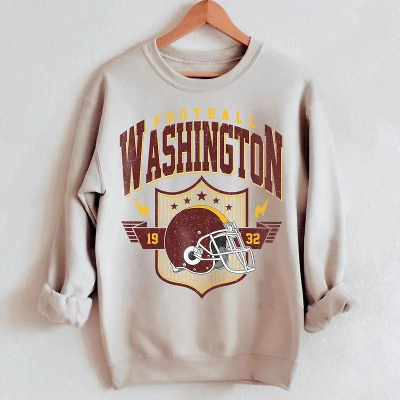 1932 Washington Football Vintage Sweatshirt - Retro Fan Gear for Game Day Cotton Menswear Sport T-Shirts, Hoodie