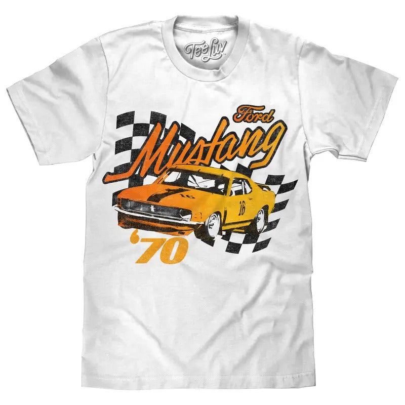 1970 Ford Mustang T-Shirt - White Hoodie, Sweatshirt | GrindPrints.com