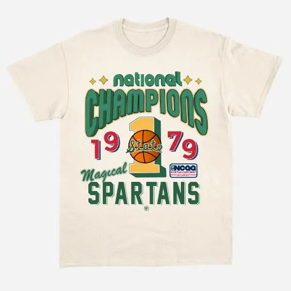 1979 NCAA Basketball National Champions Vintage, Michigan State Spartans Graphic T-Shirt, Womenswear for True Fans...