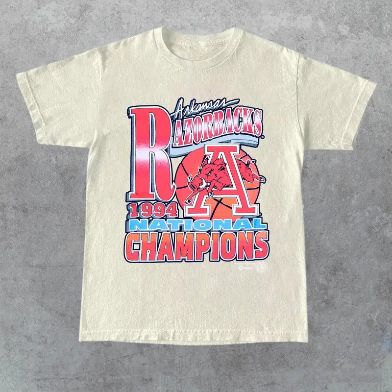 1994 Razorbacks National Champions Arkansas Vintage T-Shirt, Full Size, Full Color, Gift For Men, For Women Hoodie,...