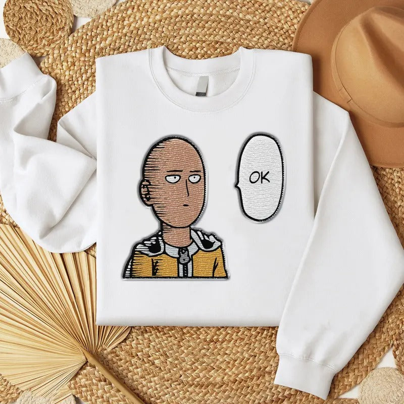1PM OK Embroidered Sweatshirt, 1PM Main Character Shirt, Funny Meme Embroidered T-Shirt Hoodie | GrindPrints.com