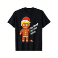 1pc Boho Style Christmas Gingerbread Man T-Shirt, Funny Graphic Print, Crew Neck, Short Sleeve, Casual Cotton Tee for...