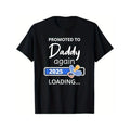 1pc Men'S "Promoted to Daddy Again 2025" T-Shirt - 100% Cotton, Crew Neck, Casual Style, Slight Stretch, Geometric...