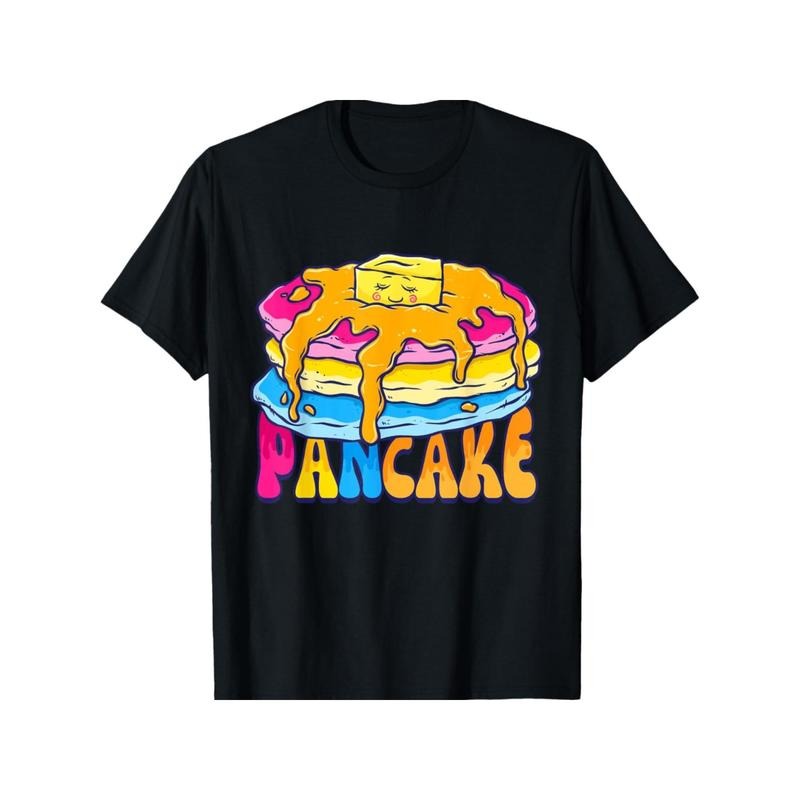 1pc Pansexual Pride Cotton LGBTQ Omnisexual Pancakes Crew Neck Casual Fit Slight Stretch Knit Fabric Geometric Pattern Daily & Sports Occasions Four Seasons Made USA T-Shirts, Hoodie, Sweatshirt