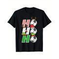 1pc Unisex Christmas Football Ho Ho Ho Print T-Shirt - 100% Cotton Crew Neck Short Sleeve Sports Tee for Men and Women -...