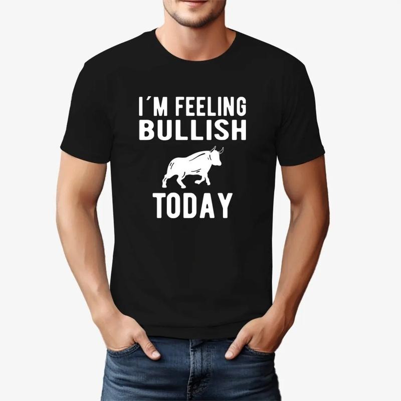 1pc Unisex Cotton Casual T-Shirt with Cartoon Bull Print, Short Sleeve, Regular Fit, Knitted Fabric, No Pocket