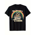 1pc Unisex Novelty Cotton T-Shirt with "Be in Awe of My 'Tism" Print, Casual Crew Neck Short Sleeve Tee, Comfortable Knit...
