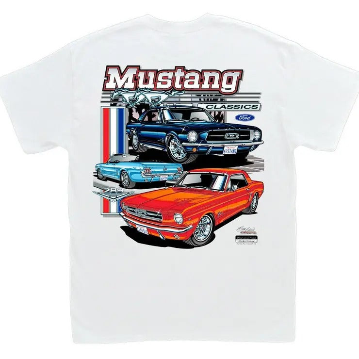 Ford Mustang Classics White T-Shirt 1964-1/2 1965 1966 1967 1968 289 Pony Car GT GTA Hoodie, Sweatshirt | GrindPrints.com