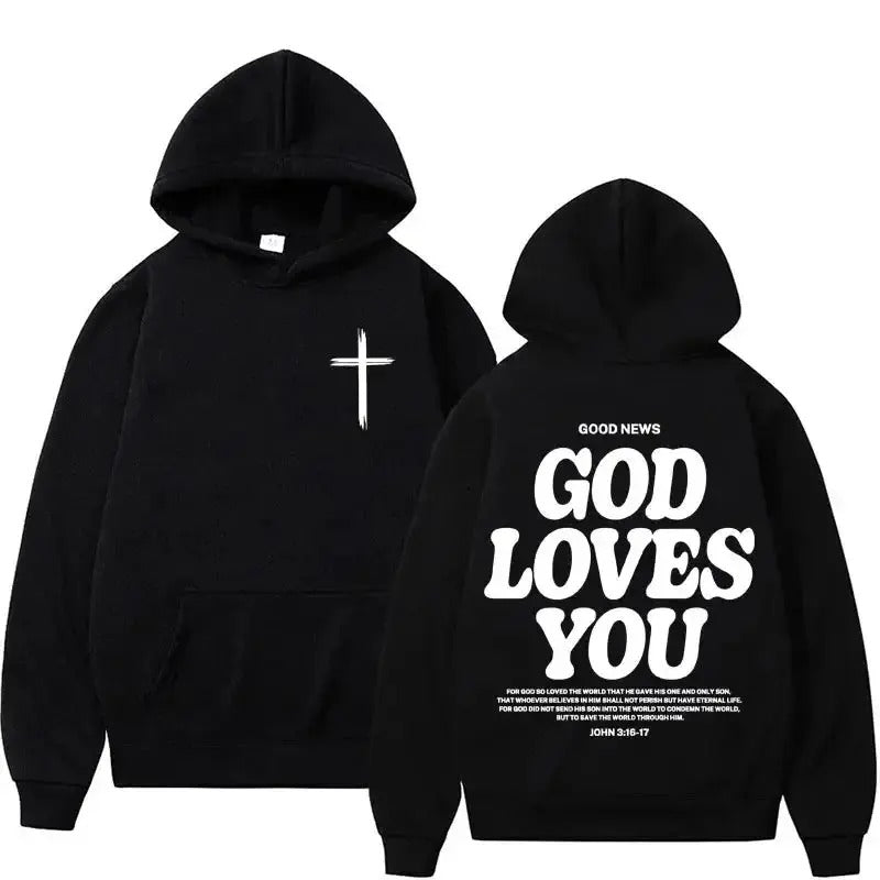2 Side God loves you Hoodie, Christian Hoodie, Thanksgiving Hoodie, Jesu love you, Jesu shirt, Christmas shirt, Menswear...