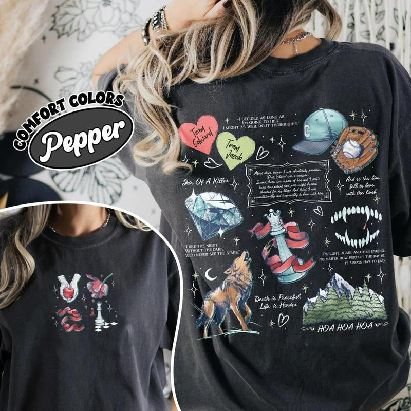 2 Sided Twilight Inspired Comfort Colors Shirt Vampire Wolf Romance Shirt Twilight Saga Fan Edward Bella Fan Fabric Fitted T-Shirts, Hoodie, Sweatshirt
