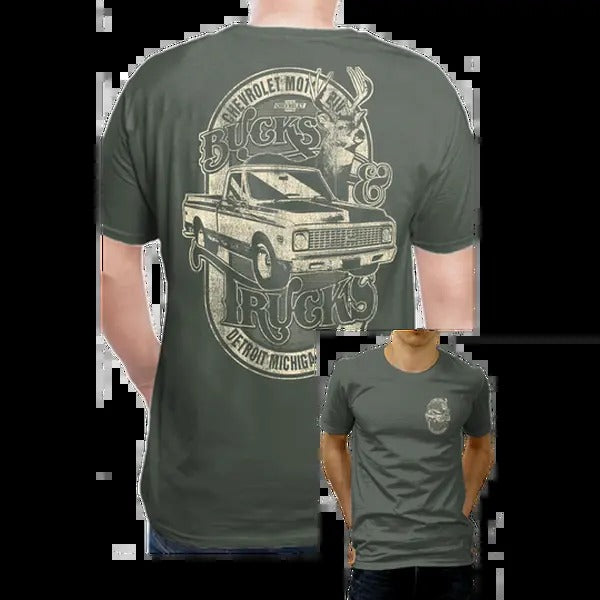 2 Sides - Chevrolet Bucks & Trucks T-Shirt - Vintage Cotton Crewneck Graphic Fan Tee Hoodie, Sweatshirt | GrindPrints.com