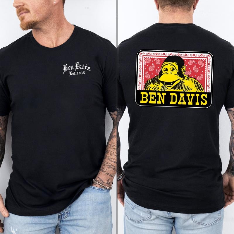 2 Sides BEN DAVIS Vintage 90s Rare T- Shirt - Black Short Sleeve Brand Top - Male Casual Style T-Shirt Hoodie, Sweatshirt