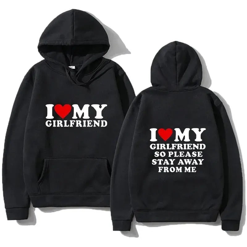 2 Sides, I Love My Girlfriend Printed Hoodie Couple Fashion Sports Shirt Harajuku Casual Top, Gift For Boyfriend,...