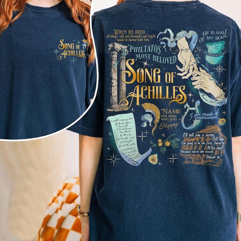 2 Slides, The Song Of Achilles T-Shirt, Booklover Gift, Greek Mythology Sweatshirt, Bookish Gift, Achilles Patroclus...