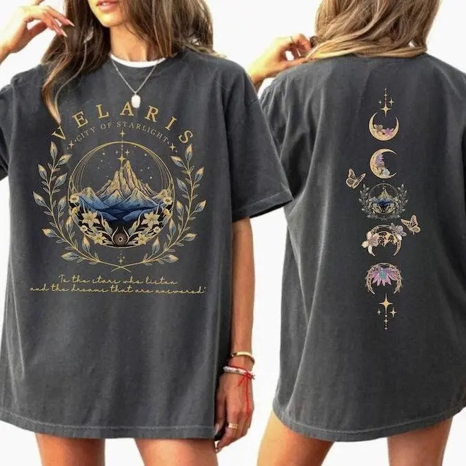 2 Slides Velaris City Starlight Night Court Shirt SJM Shirt Acotar Velaris Shirt Womenswear Cotton Casual Top Fit T-Shirts, Hoodie, Sweatshirt