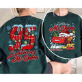 2-sided Lightning McQueen Merry Christmas Sweatshirt, McQueen 95 Piston Cup Sweatshirt, Cartoon Cars Christmas T-Shirt,...