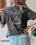 2 slides, SJM, Original Design, Two sided Through love, all is possible tshirt, Sarah J. Maas, House of Earth and Blood,...