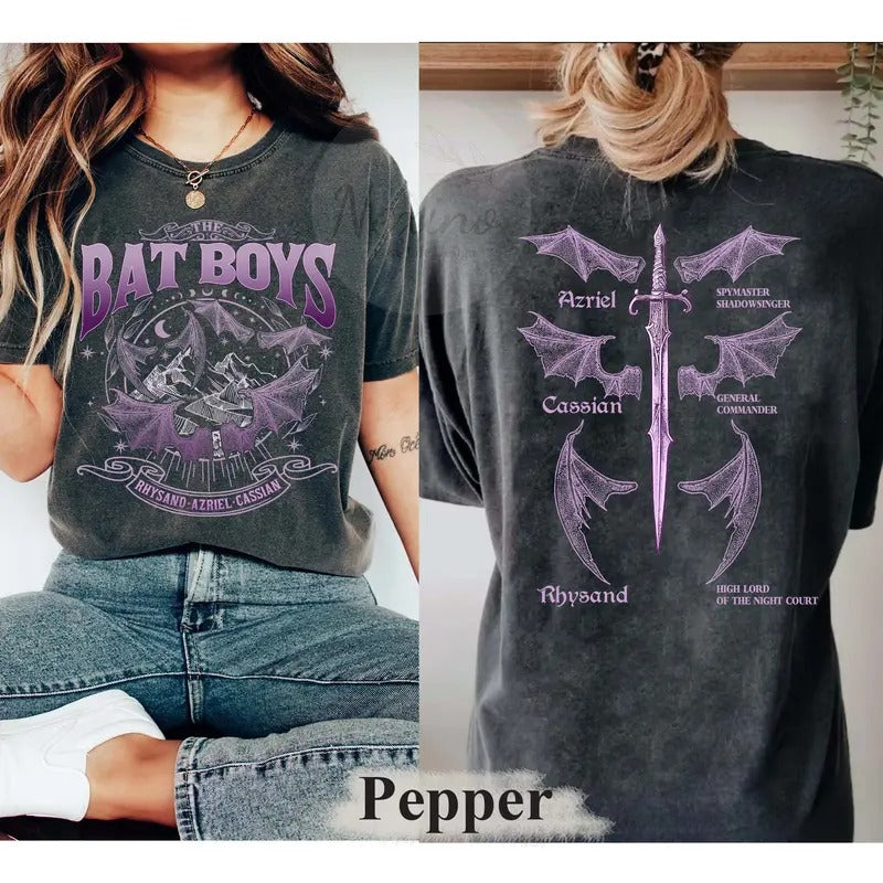 2 slides, The Bat Boys T-Shirt, ACOTAR Merch, Night Court Illyrians Tee, A Court of Thorns and Roses, Rhysand Cassian...
