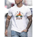 2024 Castle Print Relaxed Fit Men's Round Neck Short-Sleeve Casual T-Shirt - Soft, Breathable, Lightweight, Comfortable...