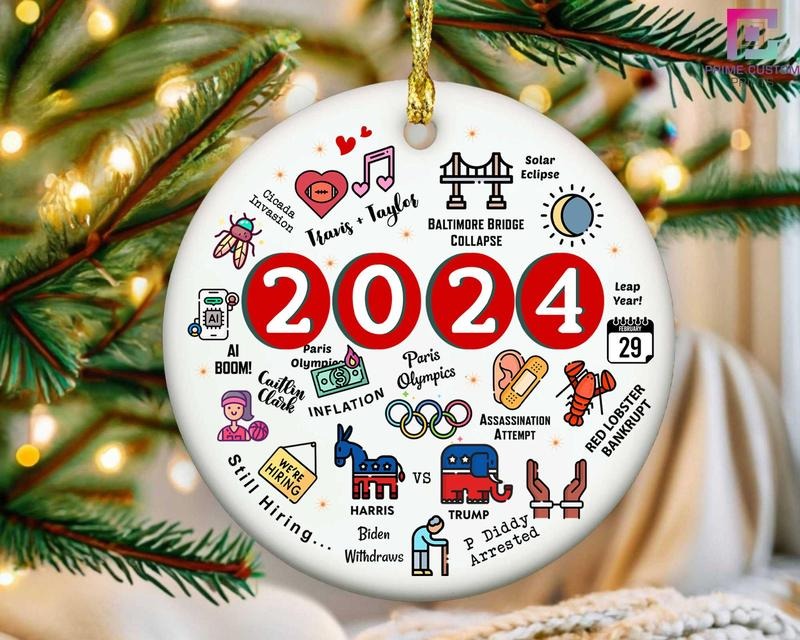2024 Ornament 2024 Year Review Ornament Major Notable Events Ornament Funny Cute Year Remember Commemorative T-Shirts, Hoodie, Sweatshirt
